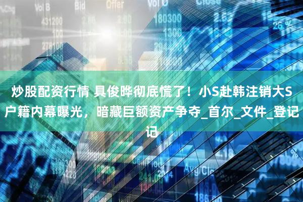 炒股配资行情 具俊晔彻底慌了！小S赴韩注销大S户籍内幕曝光，暗藏巨额资产争夺_首尔_文件_登记